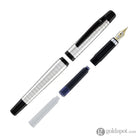 Waldmann Concorde Fountain Pen in Silver with Square Pattern & Black PVD Trim 18kt Gold Nib Fountain Pen