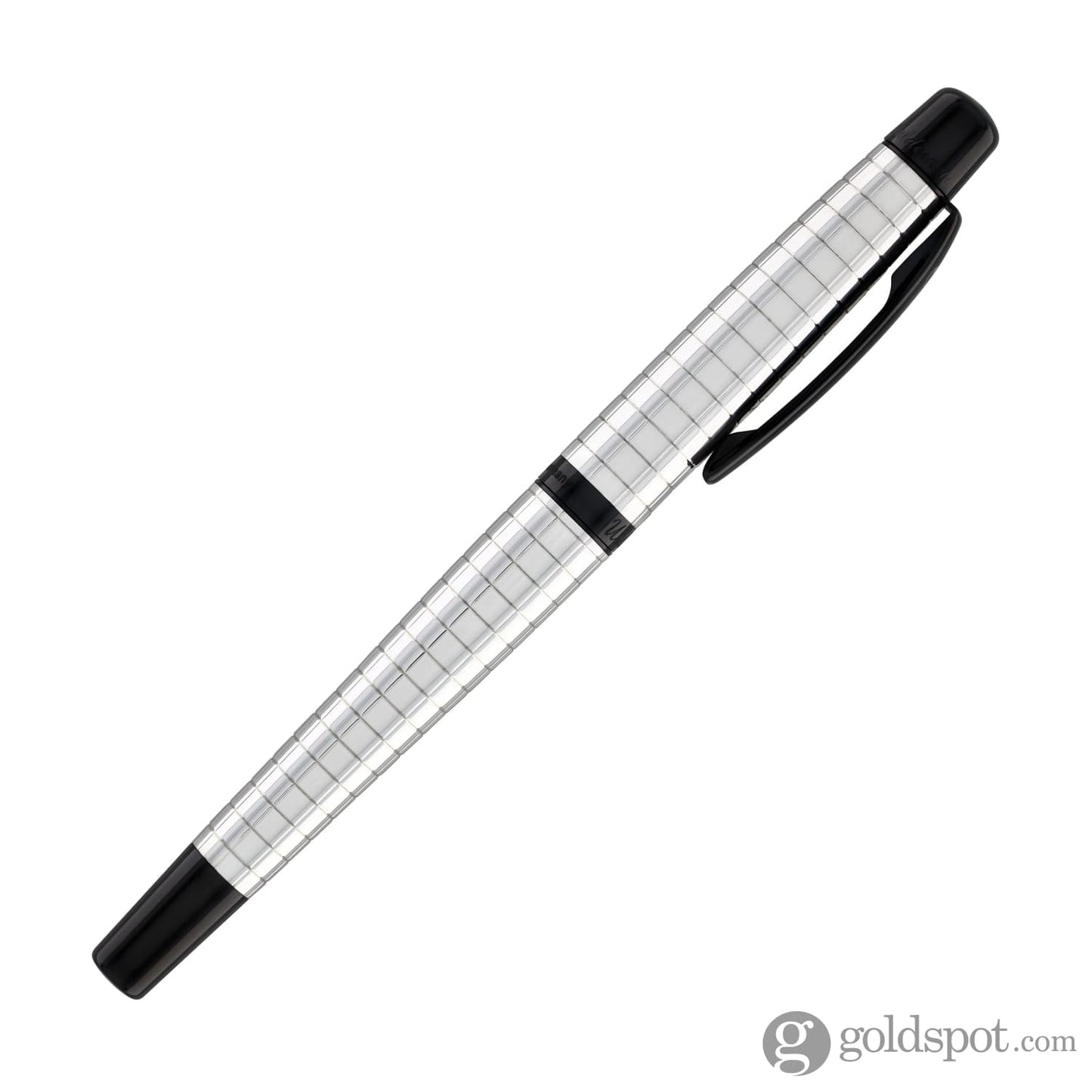 Waldmann Concorde Fountain Pen in Silver with Square Pattern & Black PVD Trim 18kt Gold Nib Fountain Pen