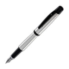 Waldmann Concorde Fountain Pen in Silver with Square Pattern & Black PVD Trim Steel Nib Fountain Pen