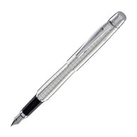 Waldmann Concorde Fountain Pen in Silver with Square Pattern, Steel Nib
