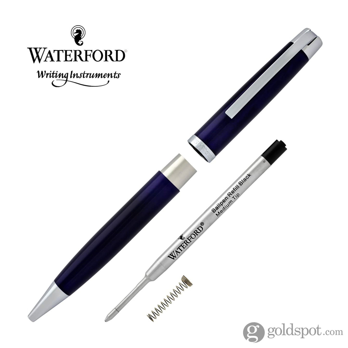 Waterford Marquis Metro Ballpoint Pen in Blue with Chrome Trim Ballpoint Pen