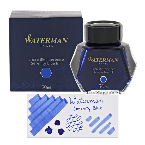 Waterman Bottled Ink in Serenity Blue - 50mL - Goldspot Pens