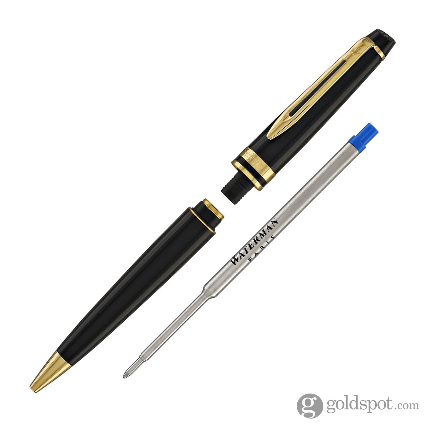 Waterman Expert Ballpoint Pen in Black with Gold Trim Goldspot Pens
