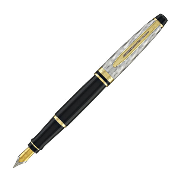 Waterman Expert Deluxe Fountain Pen Reflections of Paris in Black with Gold Trim - Medium Point Fountain Pen