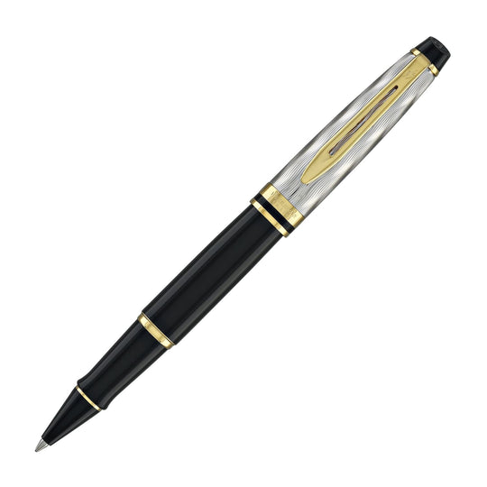 Waterman Expert Deluxe Rollerball Pen Reflections of Paris in Black with Gold Trim