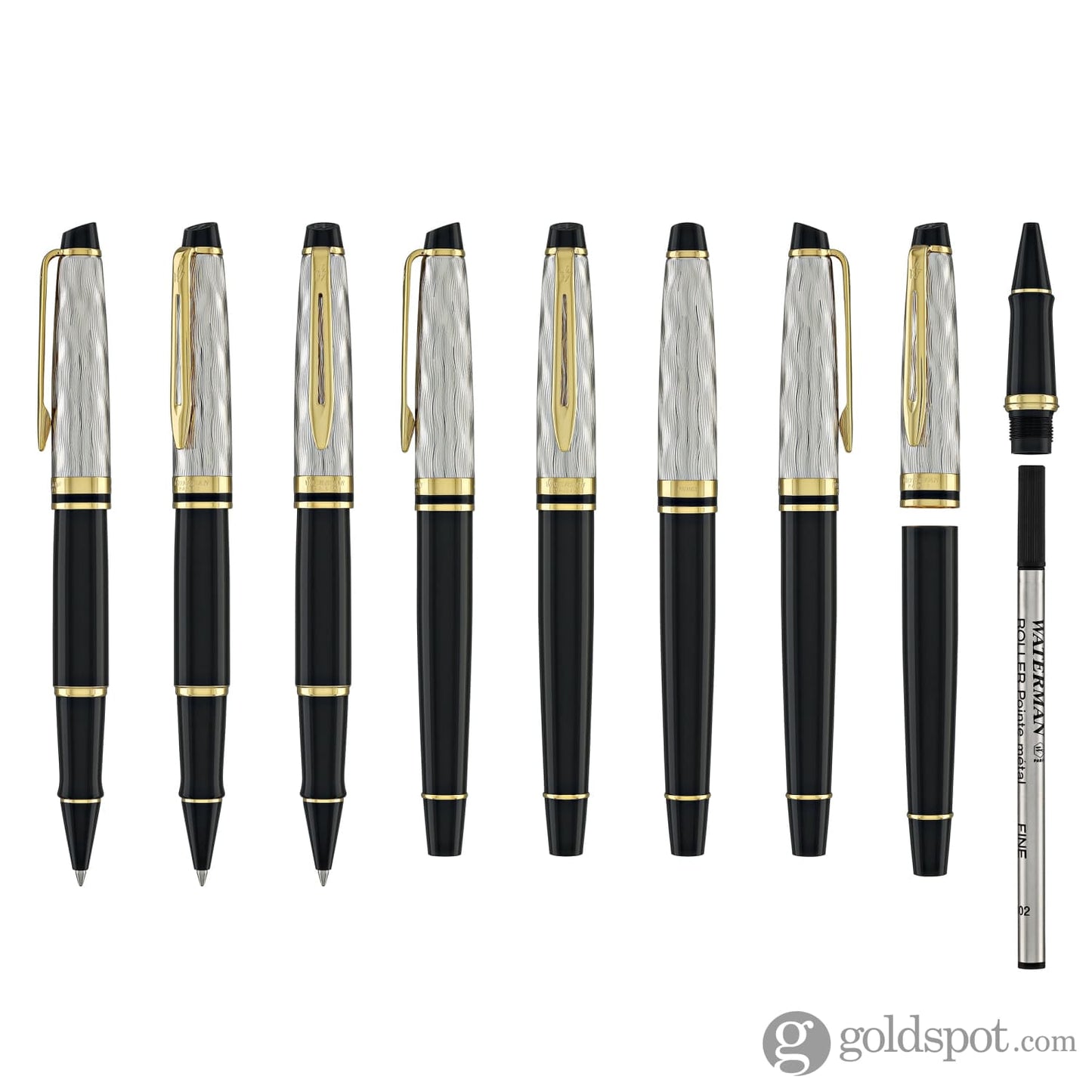 Waterman Expert Deluxe Rollerball Pen Reflections of Paris in Black with Gold Trim Rollerball Pen