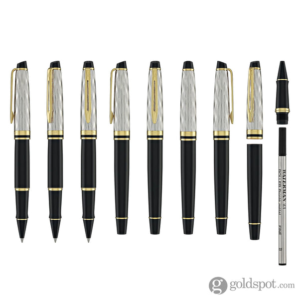 Waterman Expert Deluxe Rollerball Pen Reflections of Paris in Black with Gold Trim Rollerball Pen