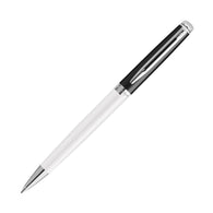 Waterman Hemisphere Color Blocking Ballpoint Pen in Black and White Lacquer with Chrome Trim