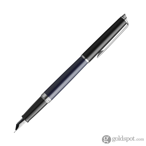 Waterman Hemisphere Color Blocking Fountain Pen in Black and Blue Lacquer with Chrome Trim Fountain Pen