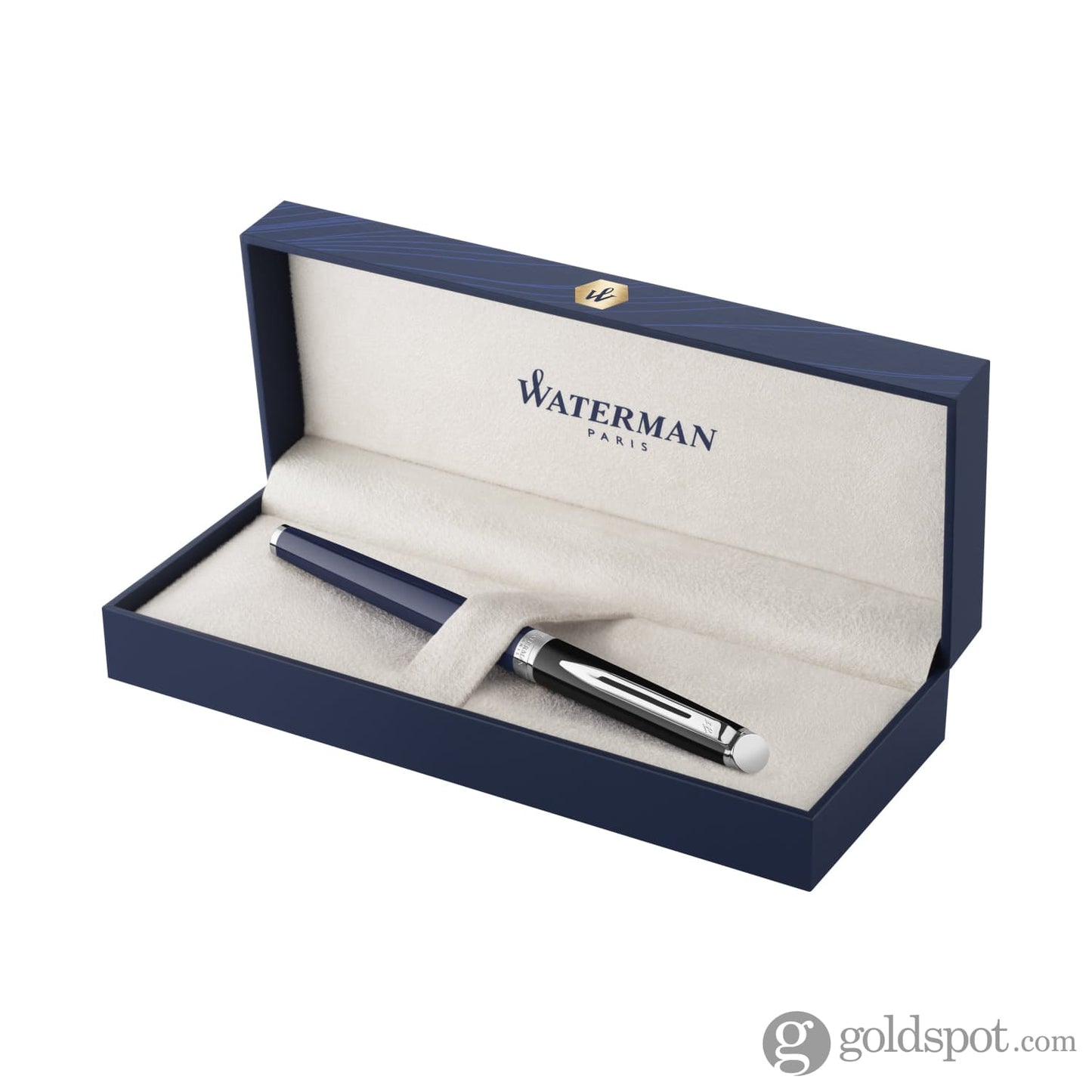 Waterman Hemisphere Color Blocking Rollerball Pen in Black and Blue Lacquer with Chrome Trim Rollerball Pen