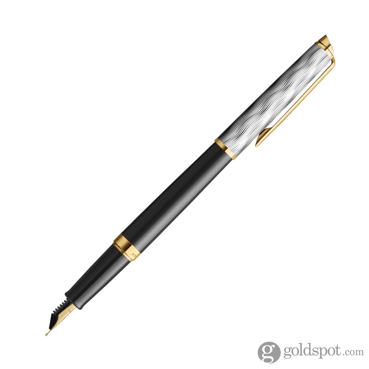 Waterman Hemisphere Deluxe Fountain Pen Reflections of Paris in Black Lacquer with Gold Trim