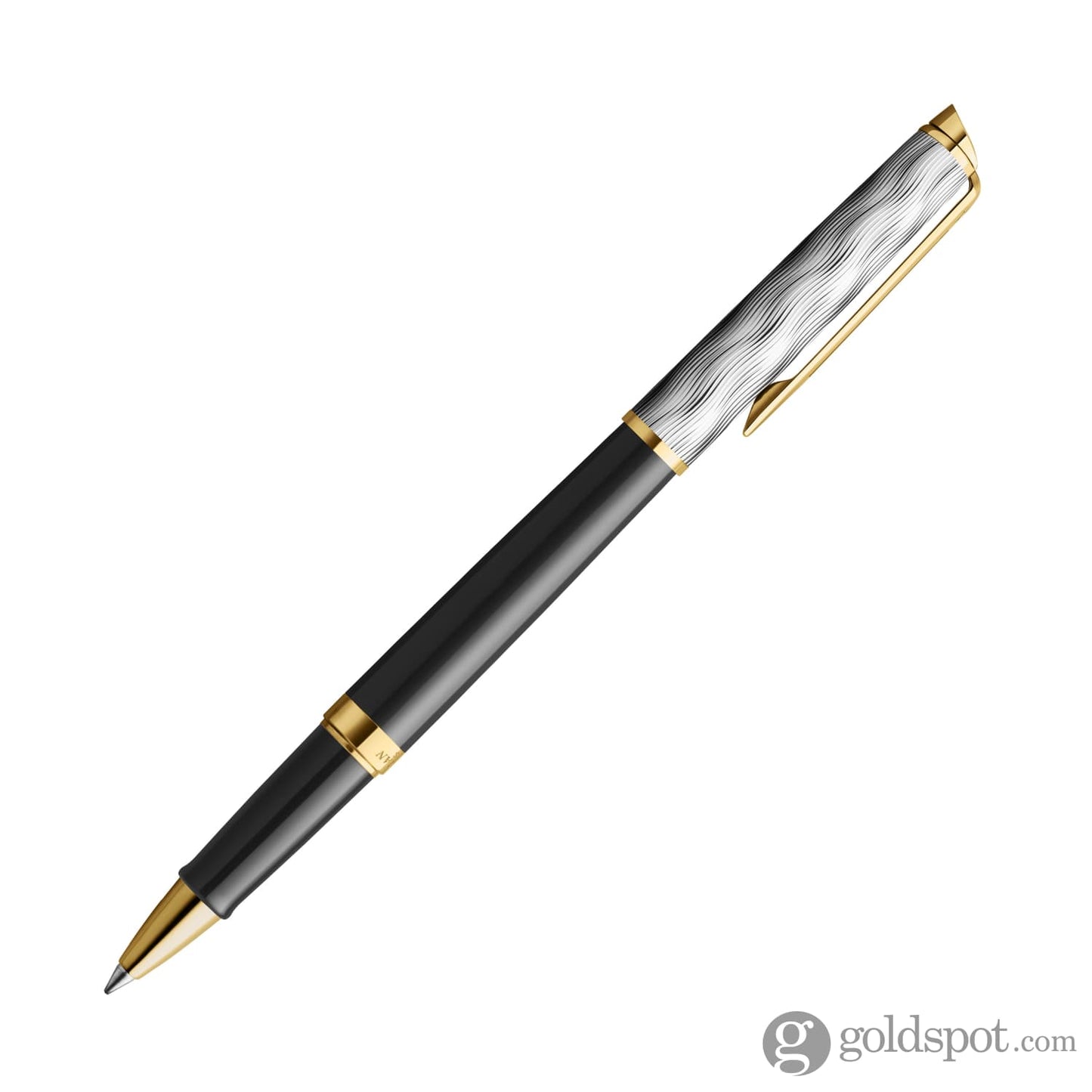 Waterman Hemisphere Deluxe Rollerball PenReflections of Paris in Black Lacquer with Gold Trim Pen