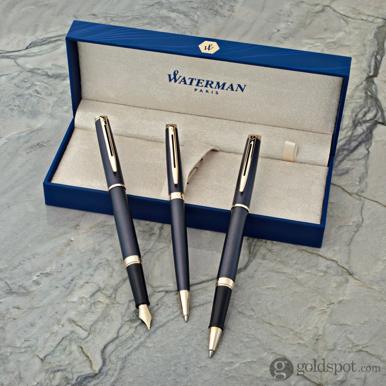 Waterman Hémisphère Rollerball Pen in Lava Black with Gold Trim