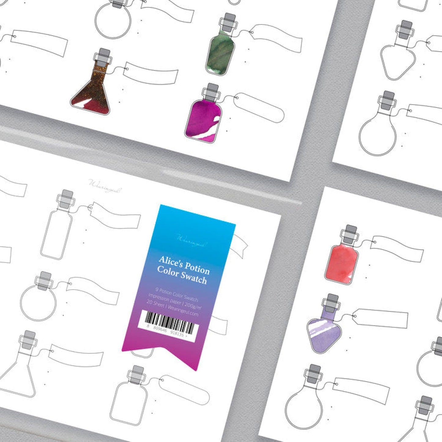 Wearingeul Alice’s Potion Color Swatch Card Bottled Ink