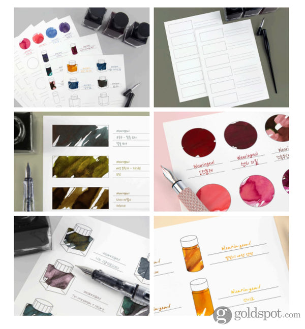 Wearingeul Ink Color Swatch Paper - 10 Ink Bottles Design Swatch Card