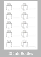 Wearingeul Ink Color Swatch Paper - 10 Ink Bottles Design Swatch Card