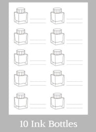 Wearingeul Ink Color Swatch Paper - 10 Ink Bottles Design