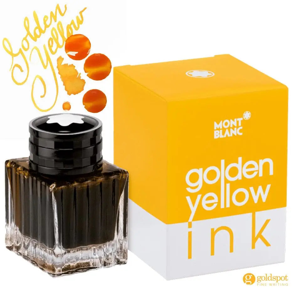 mont blanc golden yellow fountain pen ink