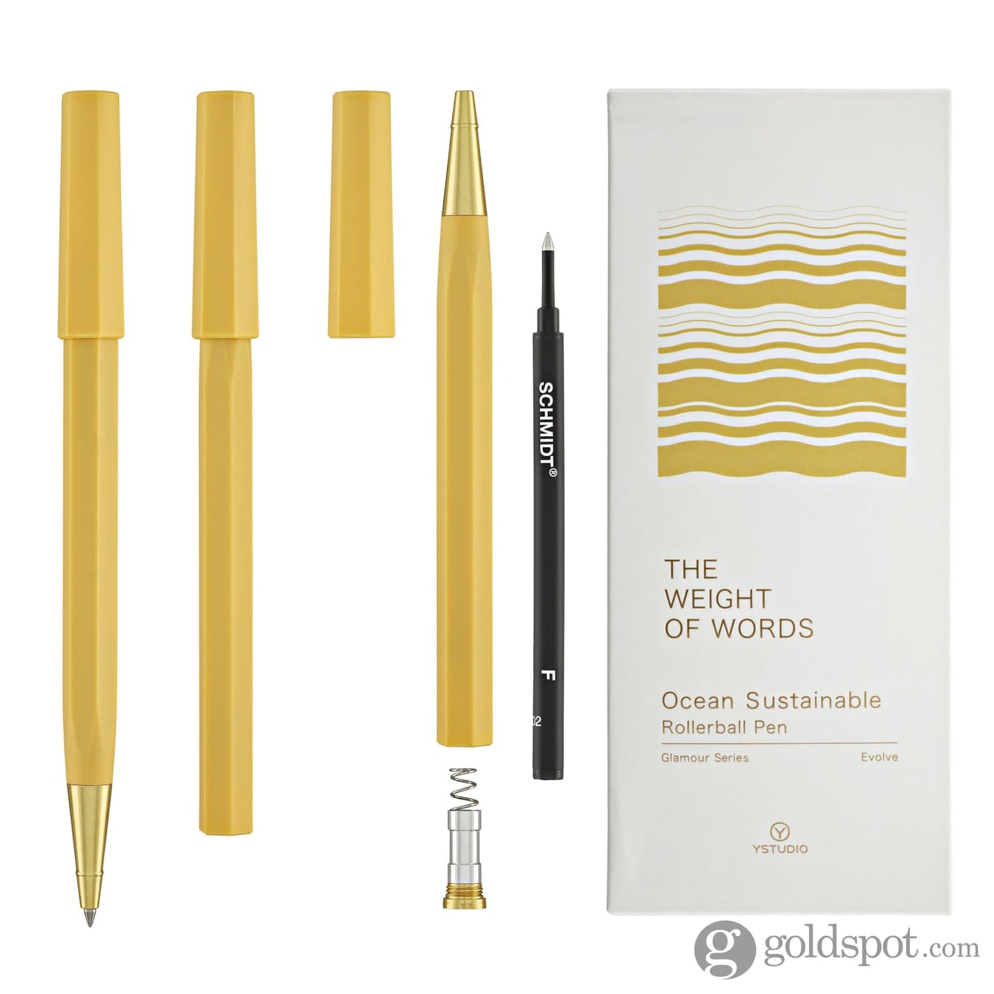 ystudio Glamour Evolve Ocean Sustainable Rollerball Pen in Dawn Yellow