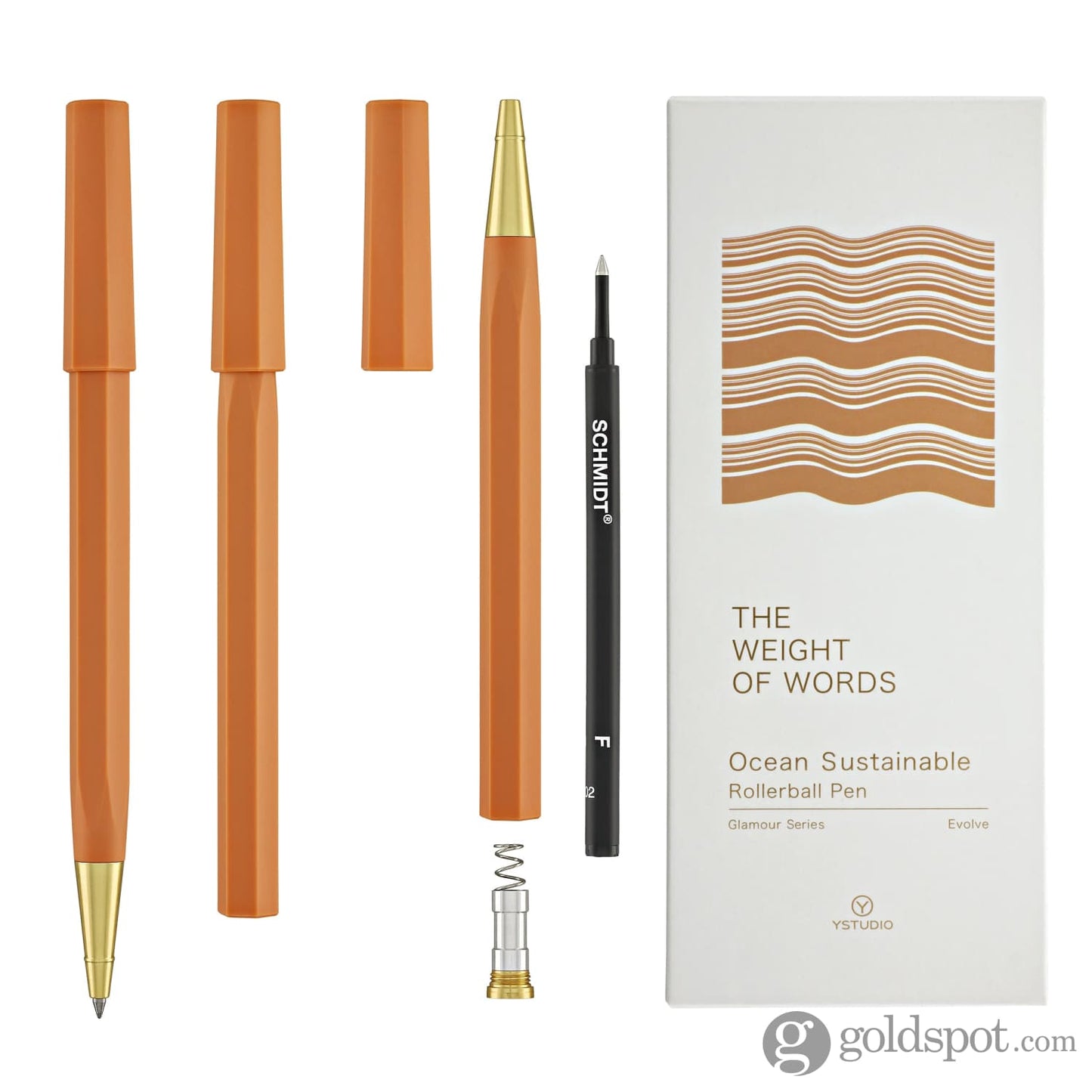 ystudio Glamour Evolve Ocean Sustainable Rollerball Pen in Orange Sunset
