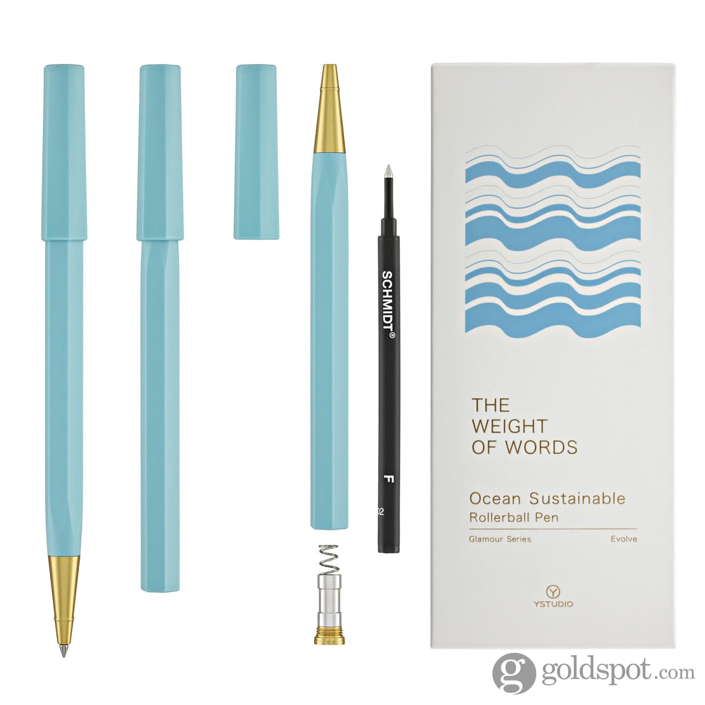 ystudio Glamour Evolve Ocean Sustainable Rollerball Pen in Sky Blue