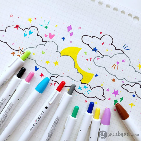 Zebra ClickArt 0.6mm Retractable Felt Tip Marker in Assorted Colors - Pack of 6 Gel Pen