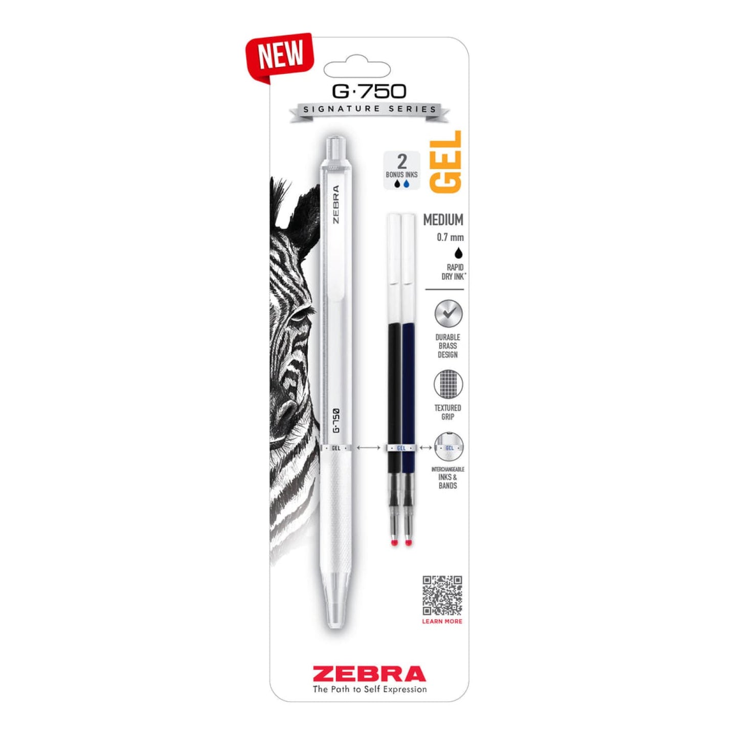 Zebra G-750 Retractable Gel Pen in White Gel Pen