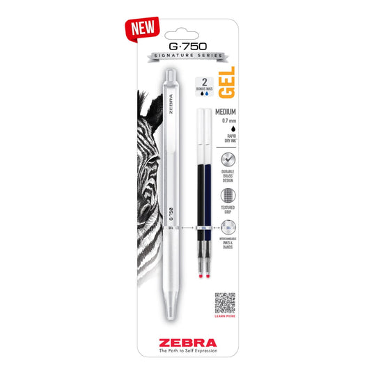 Zebra G-750 Retractable Gel Pen in White