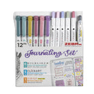 Zebra Journaling Set in Assorted Colors - Pack of 12 Gel Pen
