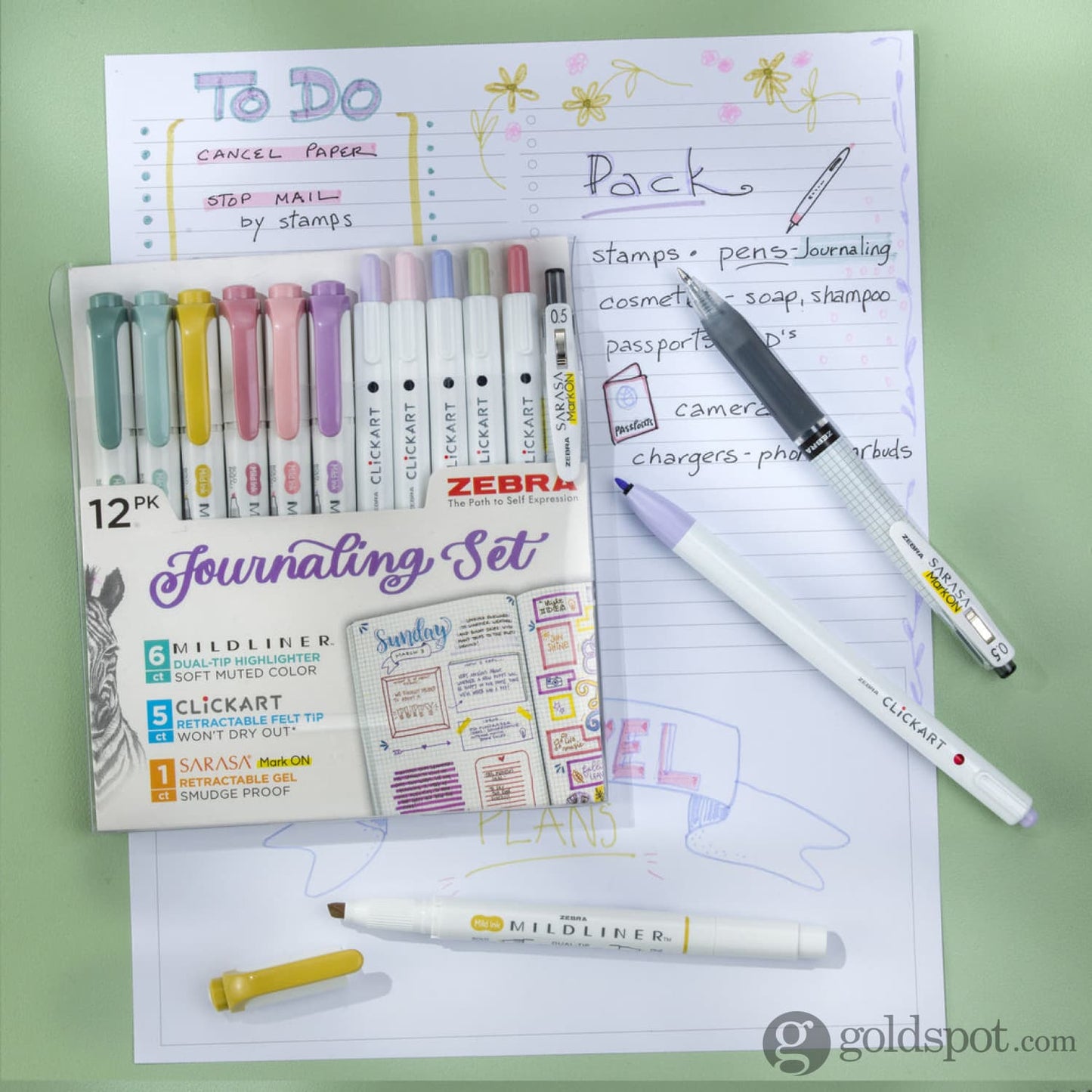 Zebra Journaling Set in Assorted Colors - Pack of 12 Gel Pen