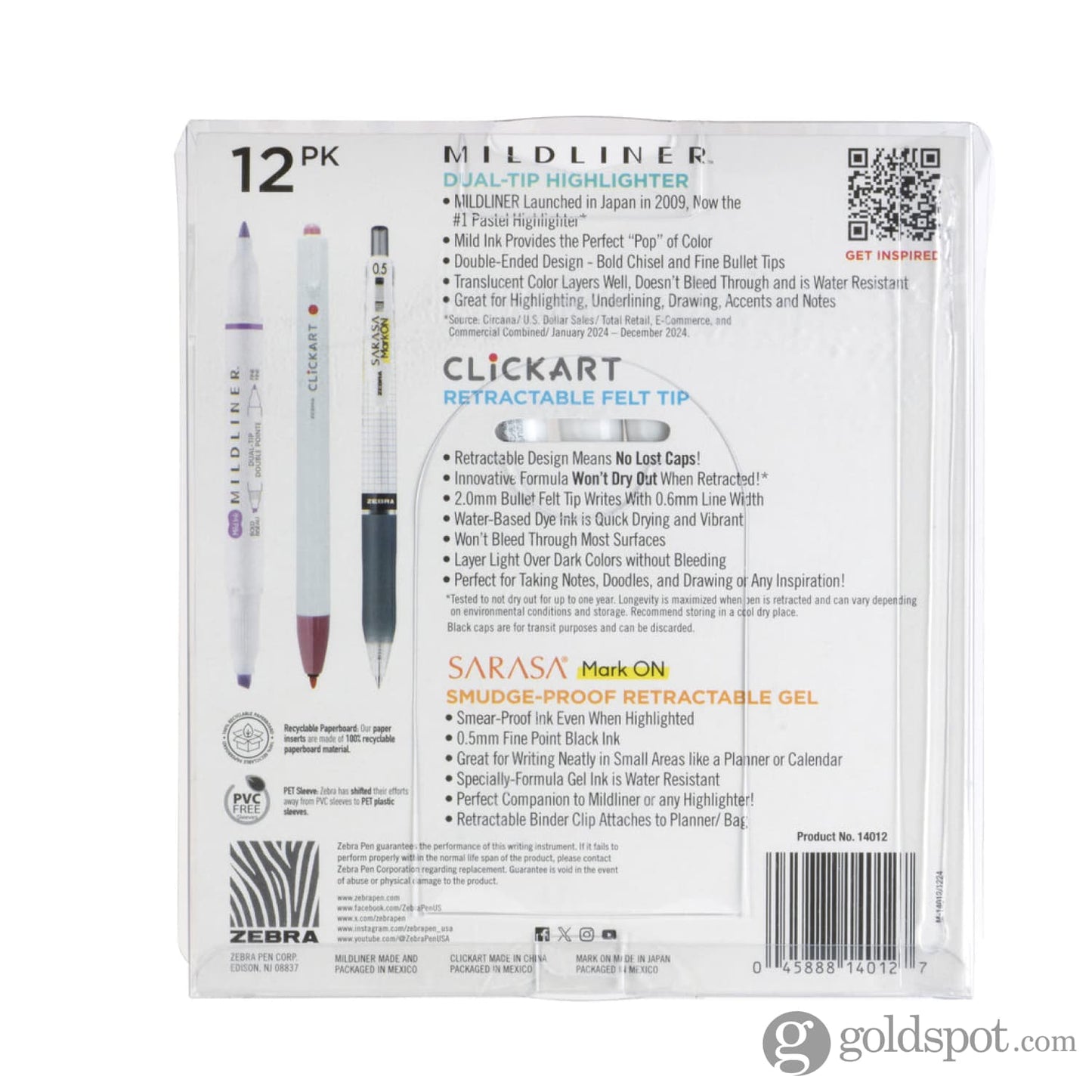 Zebra Journaling Set in Assorted Colors - Pack of 12 Gel Pen