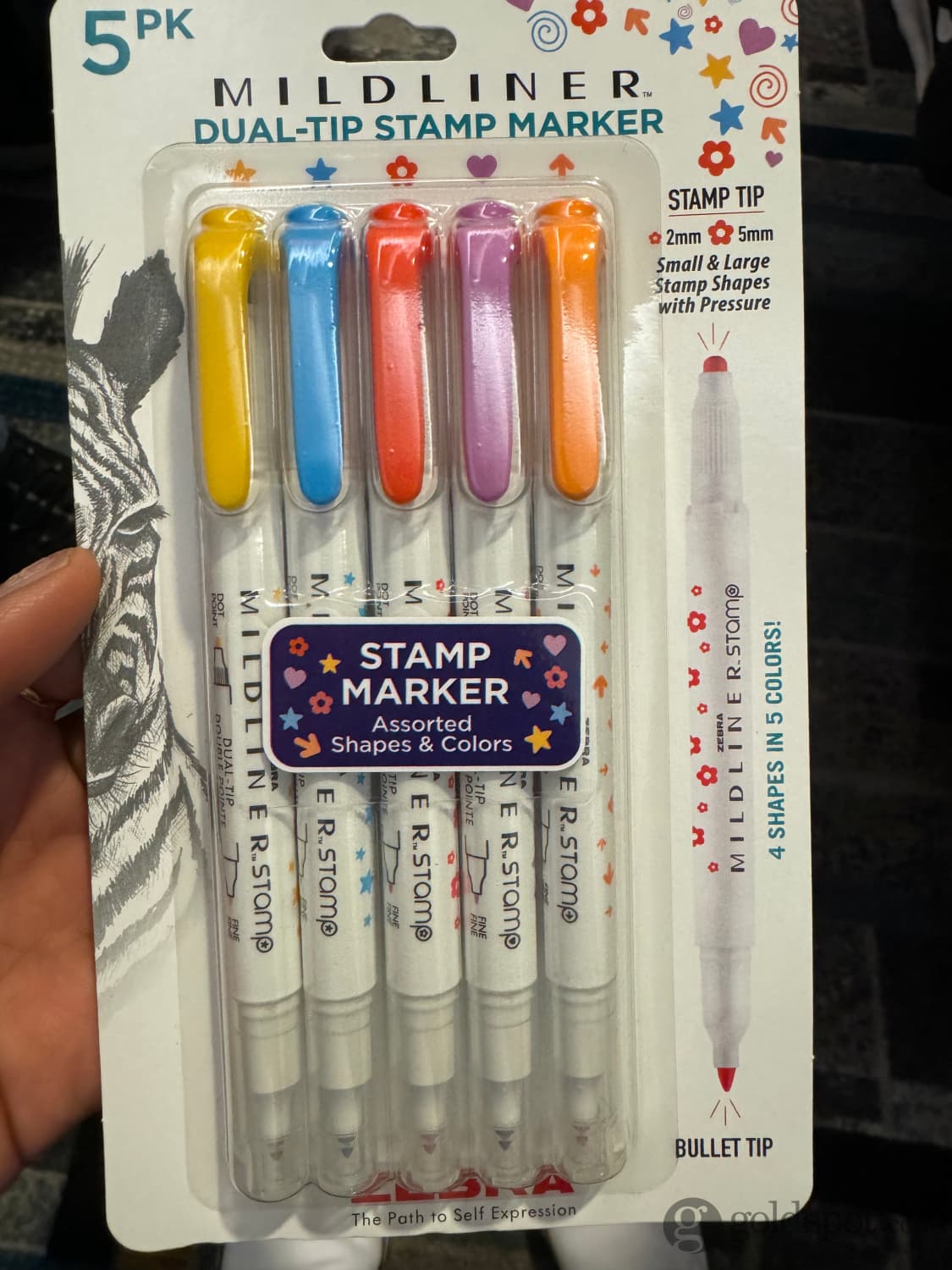 Zebra Mildliner Dual-Tip Stamp Marker in Assorted Colors - Pack of 5 Gel Pen