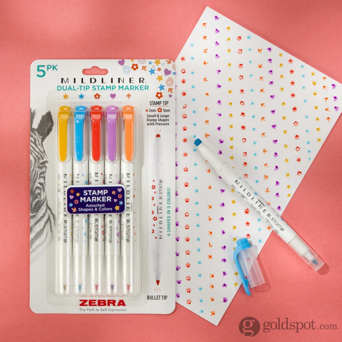 Zebra Mildliner Dual-Tip Stamp Marker in Assorted Colors - Pack of 5 Gel Pen