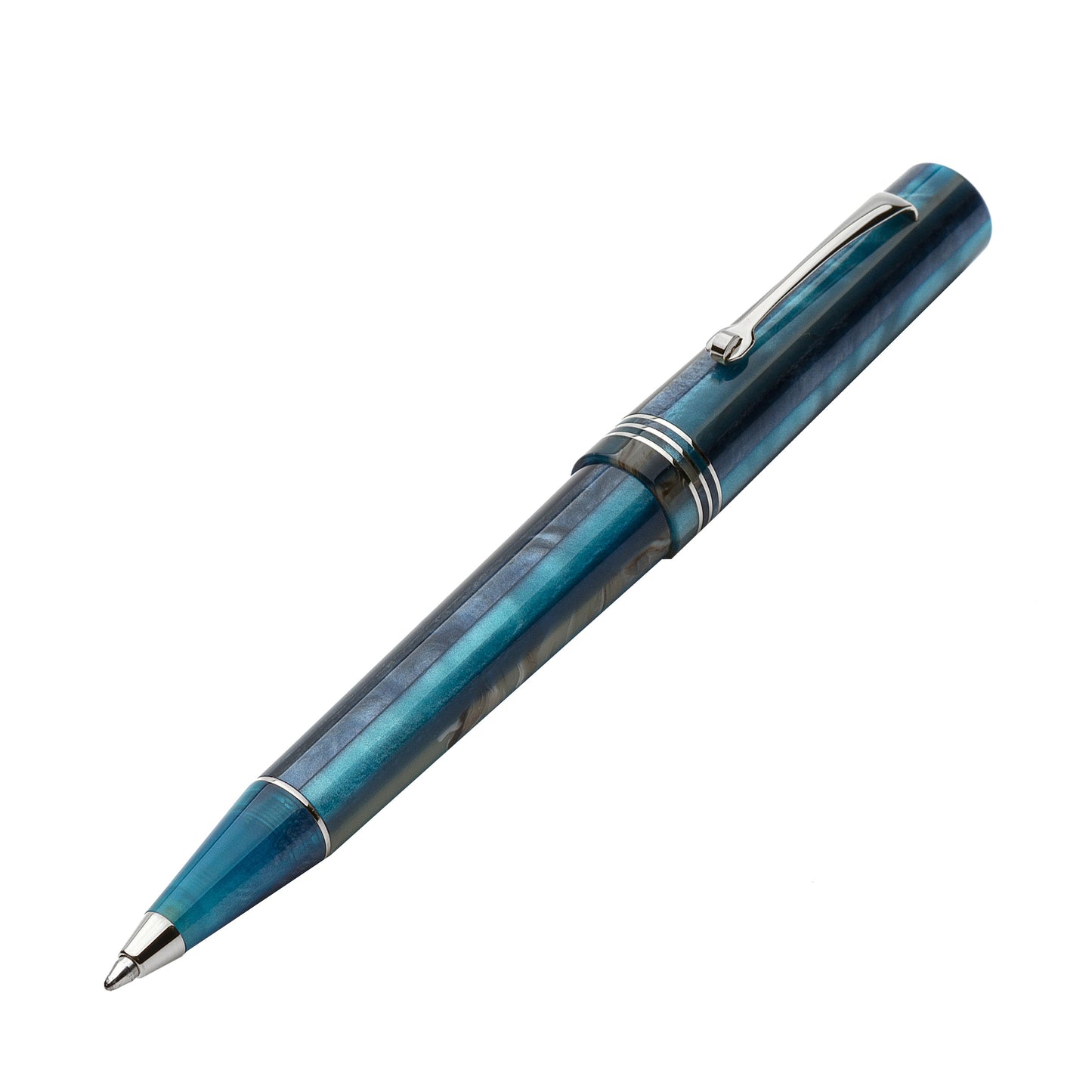 Leonardo Momento Zero Ballpoint Pen in Blue Hawaii Silver Trim Ballpoint Pens