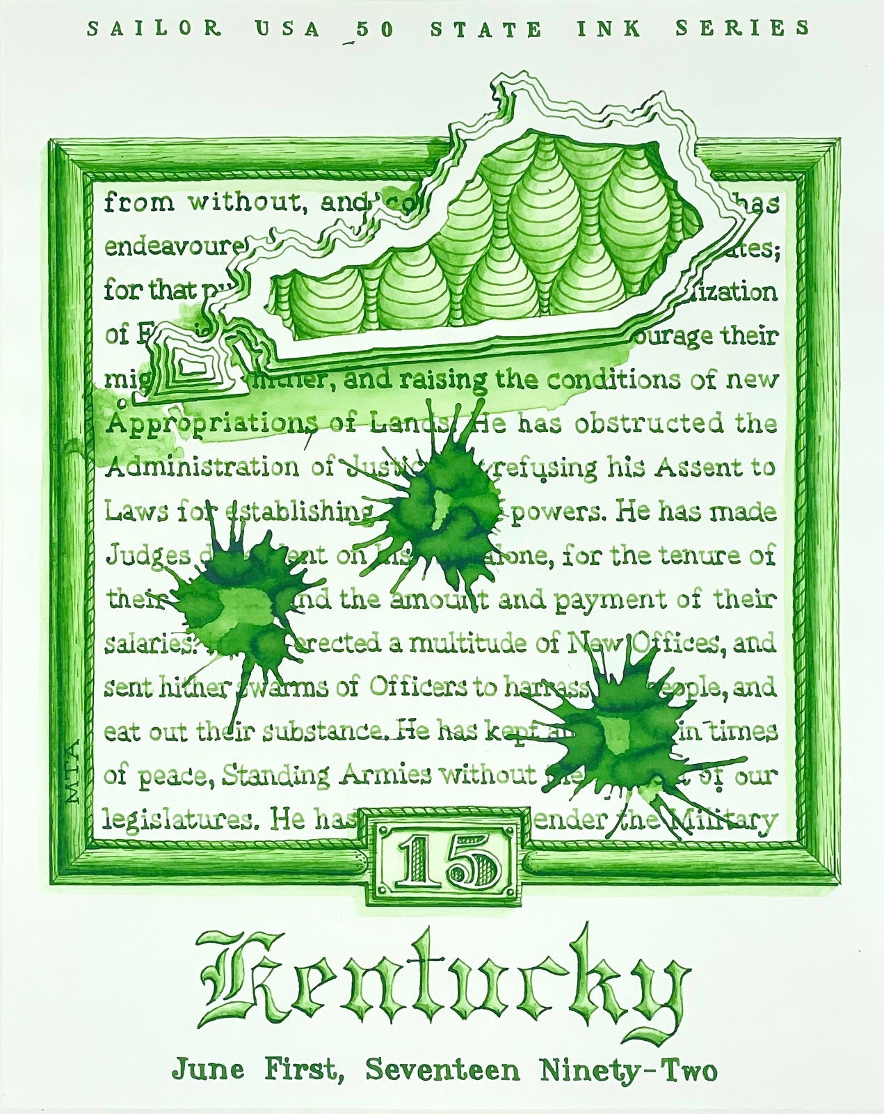 Sailor USA State Bottled Ink in Kentucky (Green) - 20 mL Bottled Ink