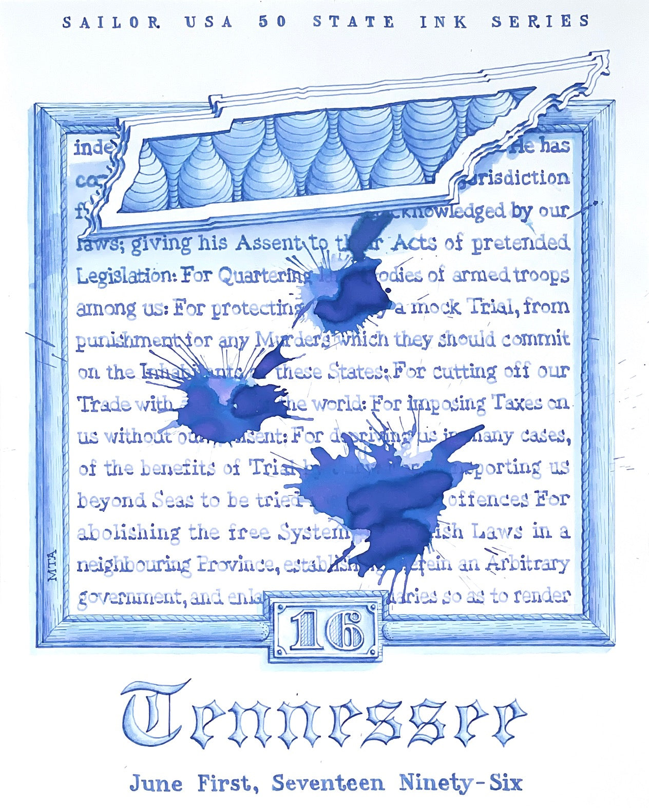 Sailor USA State Bottled Ink in Tennessee (Light Blue) - 20 mL Bottled Ink