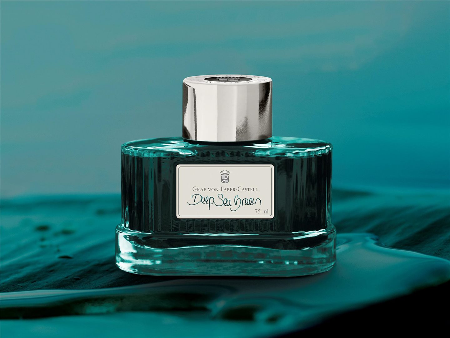 Graf von Faber-Castell Bottled Ink in Deep Sea Green - 75 mL Bottled Ink
