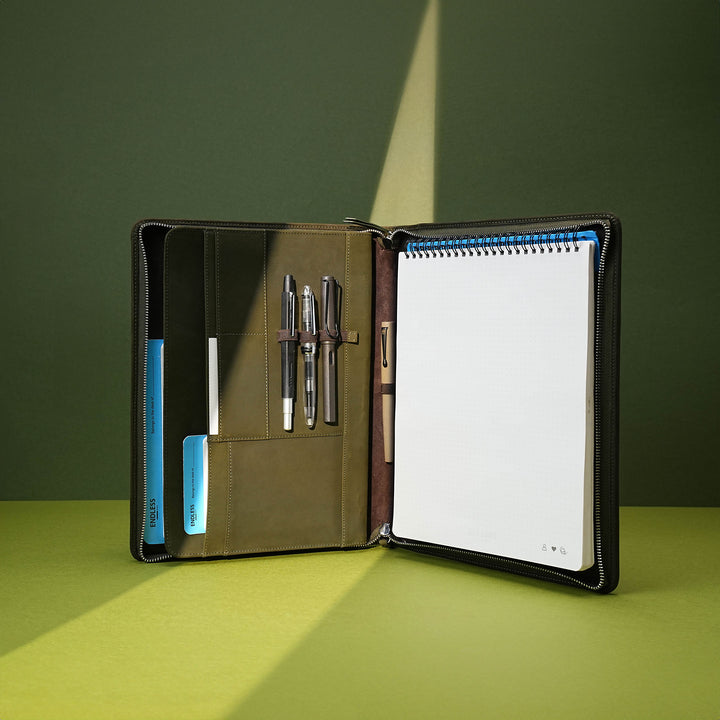 Endless Folio A4 in Green Leather Pen Cases