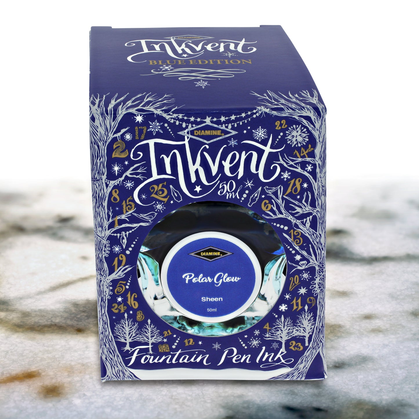 Diamine Inkvent Blue Edition Sheen Bottled Ink in Polar Glow - 50 mL Bottled Ink