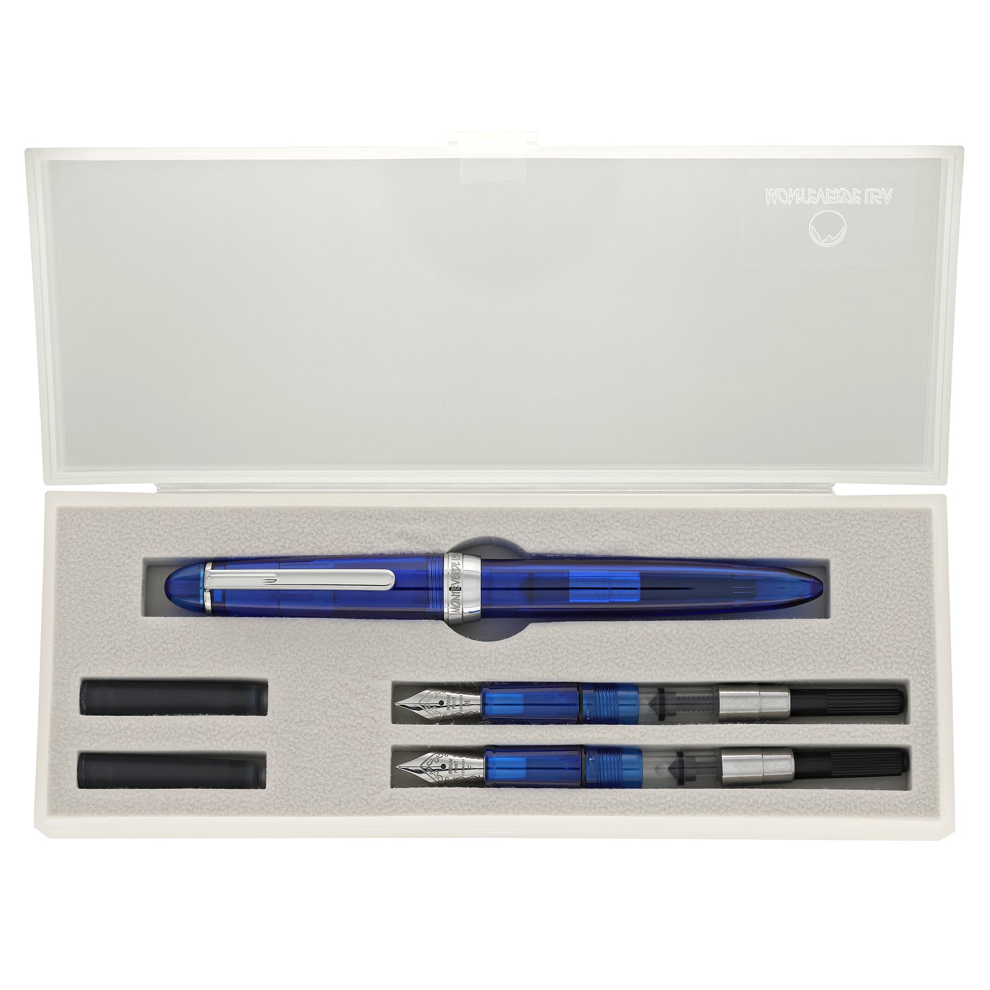 Monteverde Monza Fountain Pen in Blue - Fine Medium and Omniflex Nibs Pack of 3