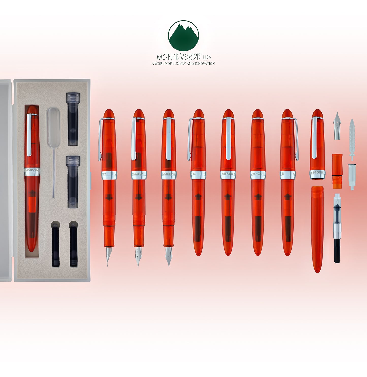 Monteverde Monza ID Fountain Pen in Orange - Flex Nib