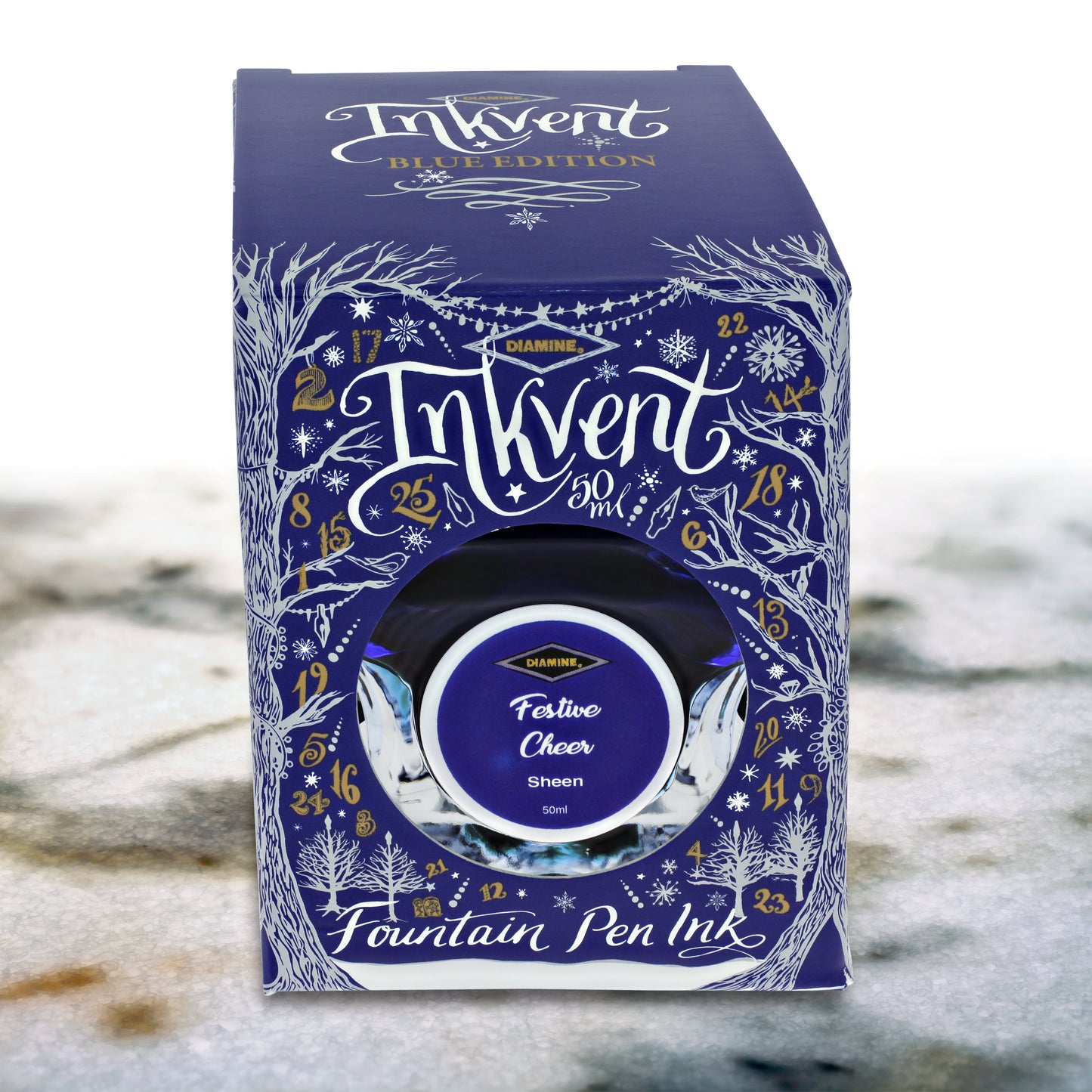 Diamine Inkvent Blue Edition Sheen Bottled Ink in Festive Cheer - 50 mL Bottled Ink