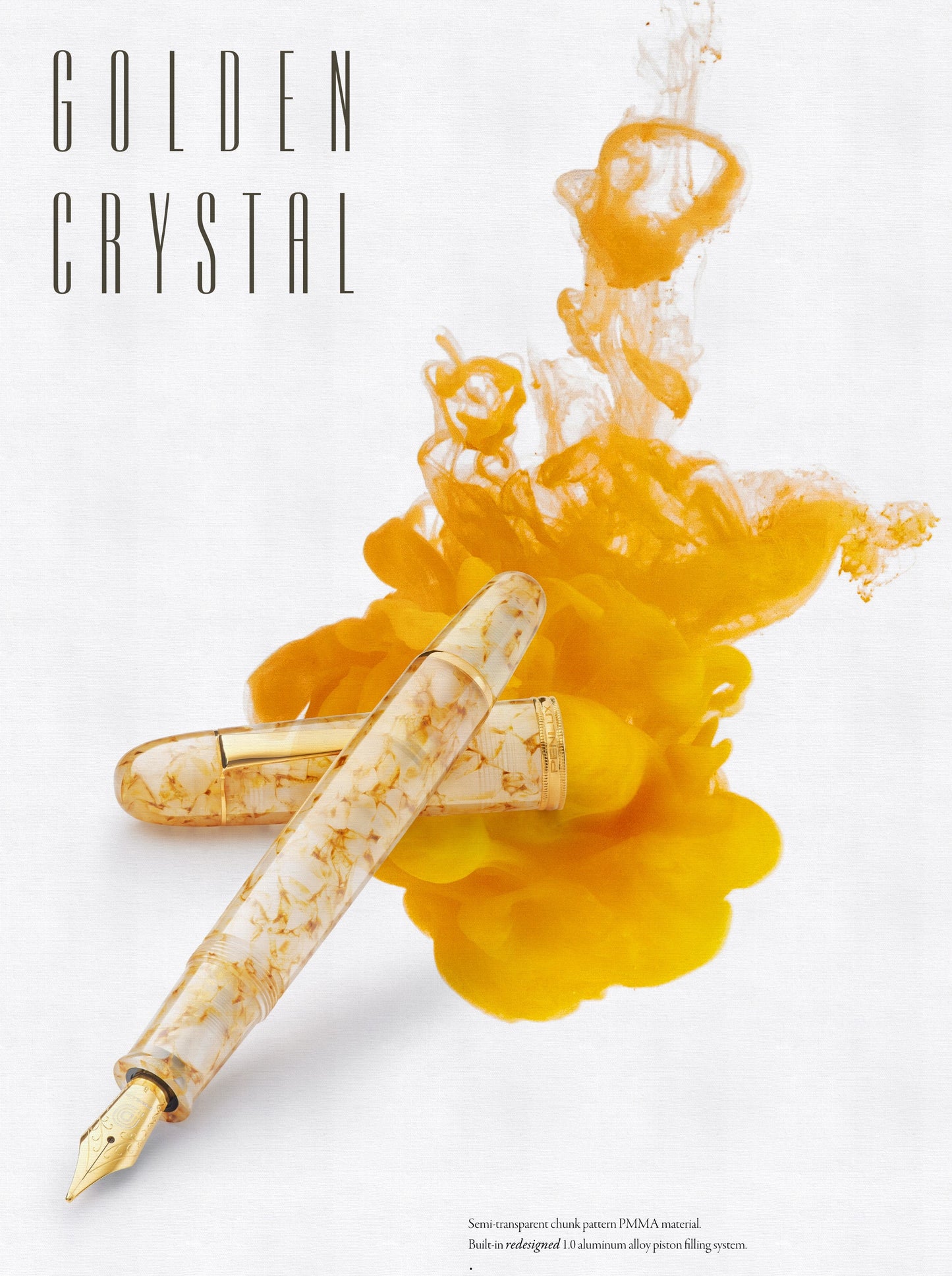 Penlux Masterpiece Grande Fountain Pen in Golden Crystal Fountain Pen