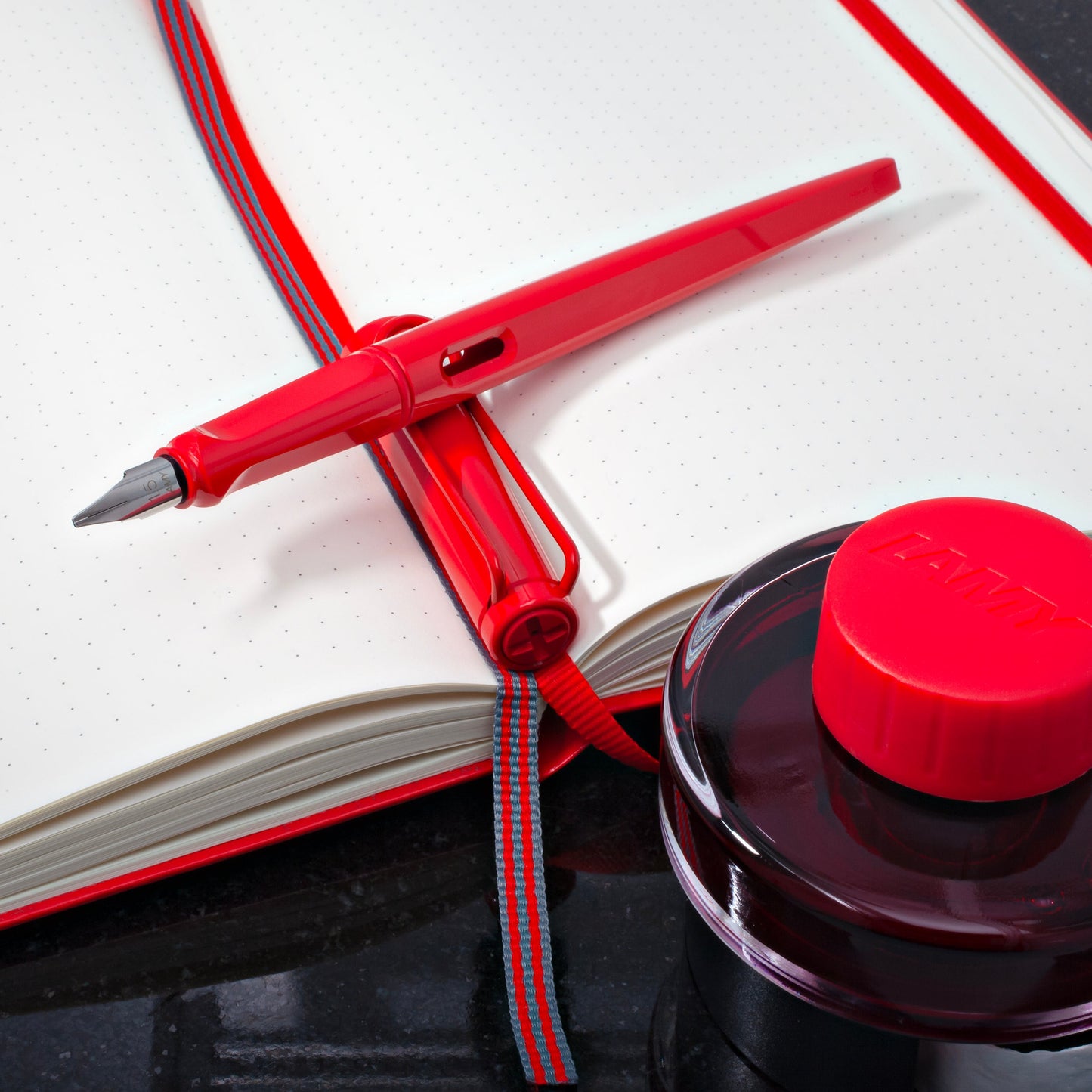 Lamy Joy Calligraphy Fountain Pen in Strawberry with Red Clip - 1.5 mm Stub Nib Fountain Pen