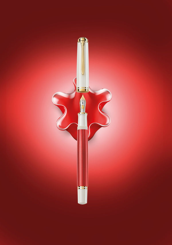 Pelikan Souveran M600 Fountain Pen in Red & White with Gold Trim Fountain Pen