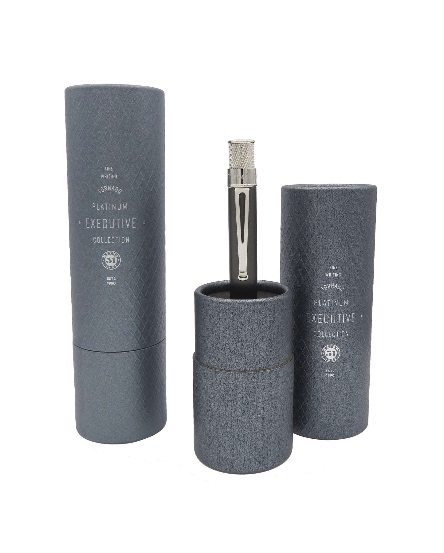 Retro 51 Tornado Rollerball Pen in Black Nickel Platinum Rollerball Pen