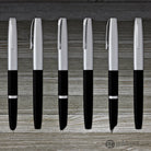 Aurora Duo Cart Fountain Pen - Black Resin With Chrome Cap Medium Point Fountain Pen