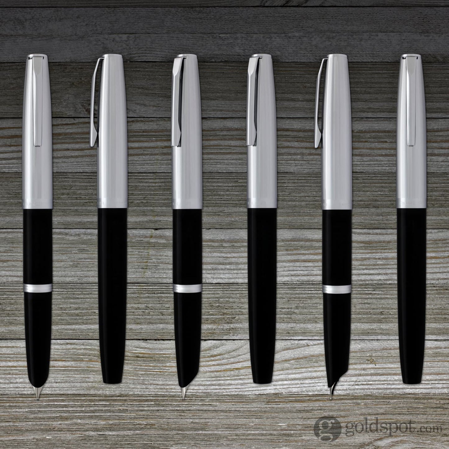 Aurora Duo Cart Fountain Pen - Black Resin With Chrome Cap Medium Point Fountain Pen