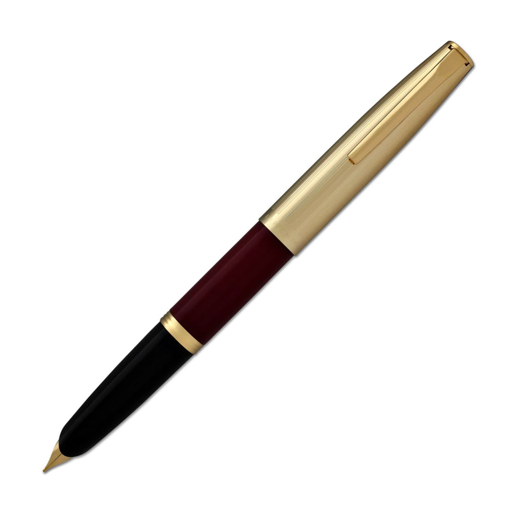 Aurora Duo Cart Fountain Pen in Bordeaux Resin with Gold Plated Cap - Medium Point Fountain Pen