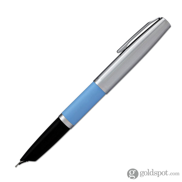 Aurora Duo Cart Fountain Pen - Light Blue Resin With Chrome Cap Medium Point Fountain Pen